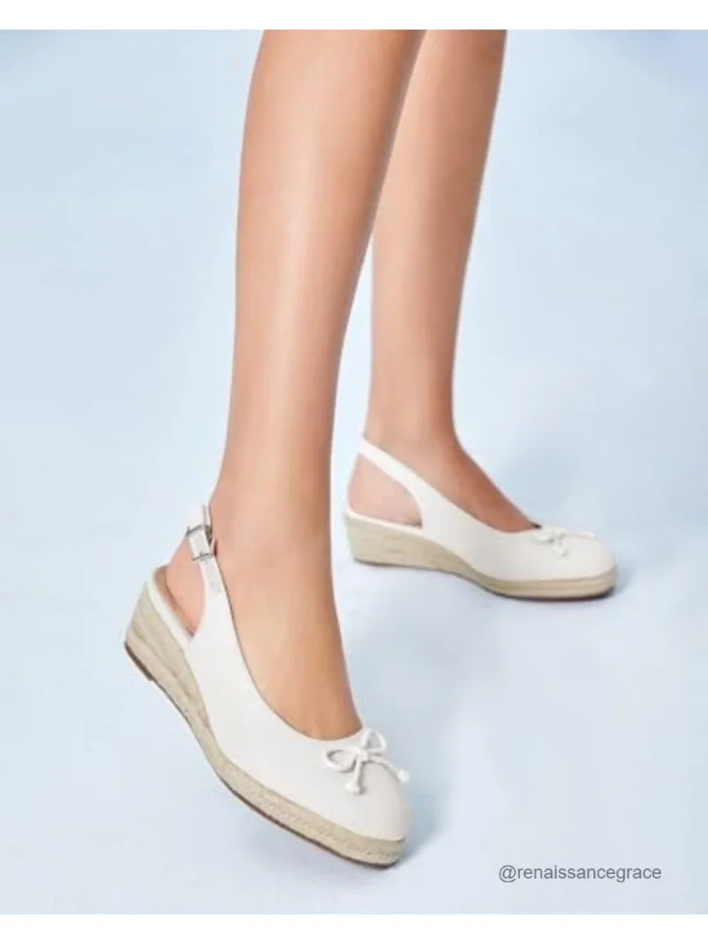 Womens Espadrilles Wedges Slingback Closed Toe Canvas Bow Platform Summer Shoes